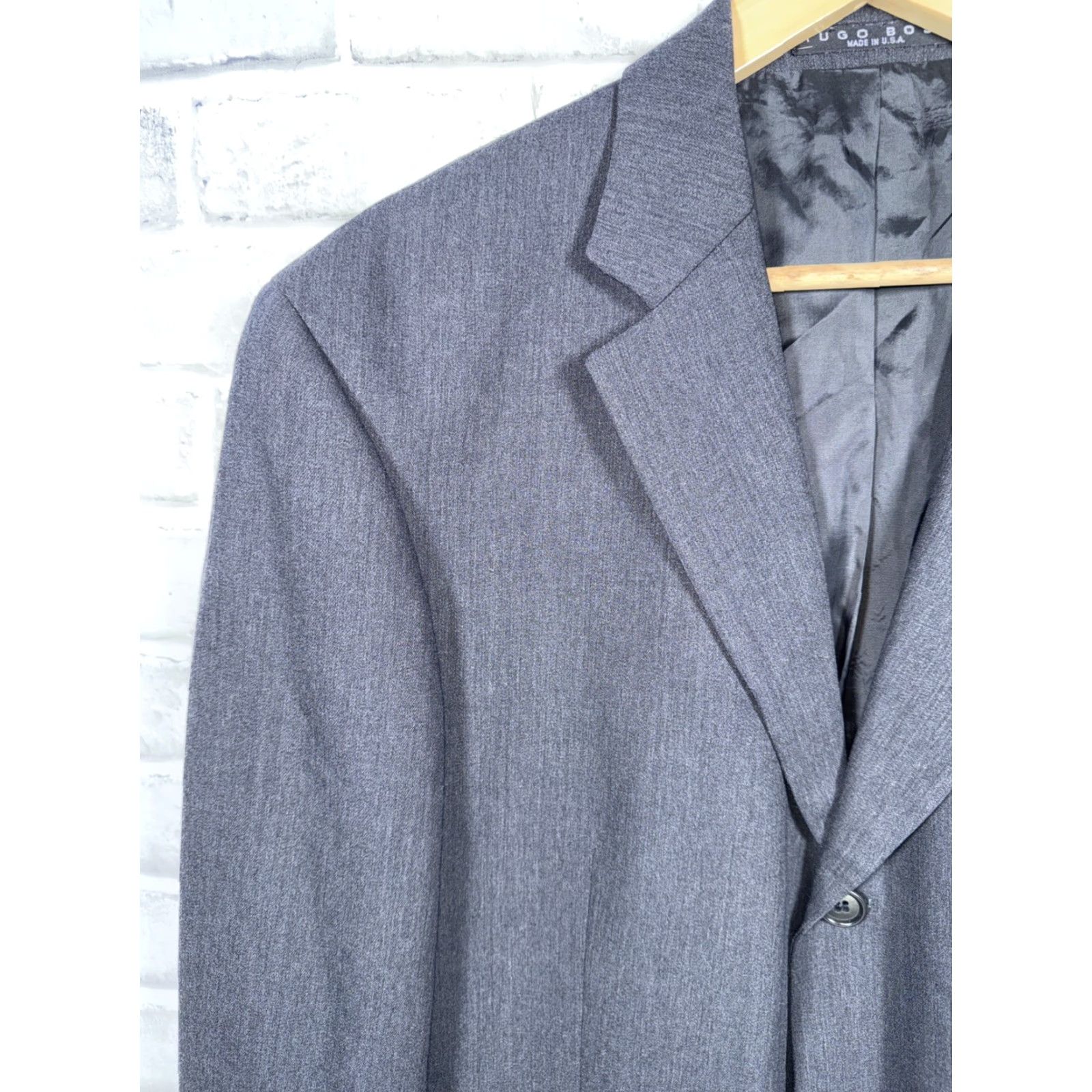 Hugo Boss Vtg HUGO BOSS Virgin Wool Gray Sport Coat Macys Mens 40 L Size US XXS / EU 40 - 5 Thumbnail