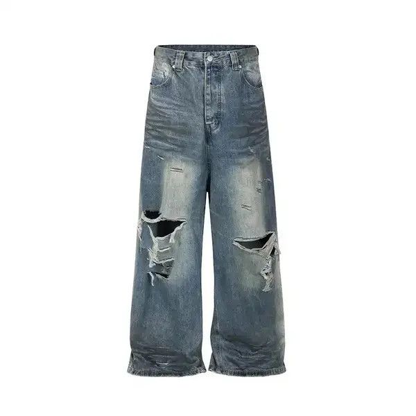 Japanese Brand × Jean Vintage Frayed Hole Baggy Jeans Size US 34 / EU 50 - 1 Thumbnail