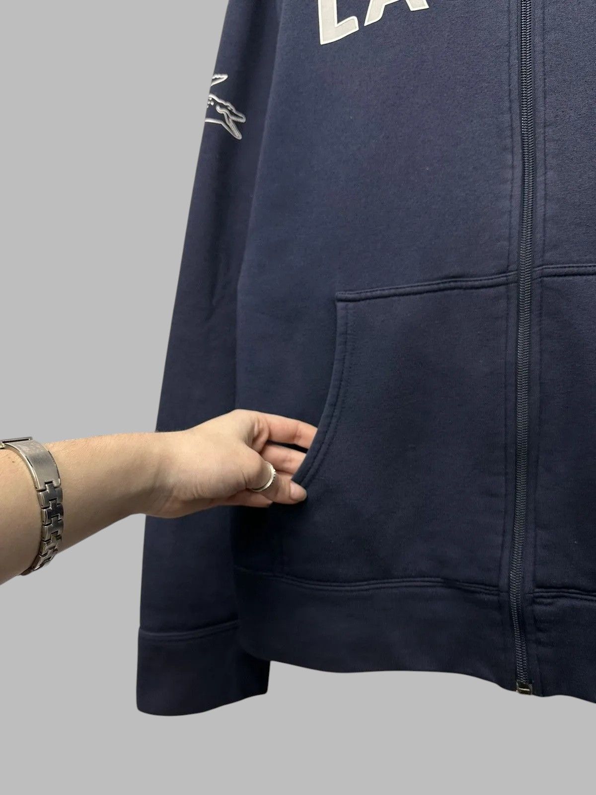 Lacoste Blue Lacoste Hoodie Vintage Sport Casual Crocodile Street Size US L / EU 52-54 / 3 - 3 Thumbnail