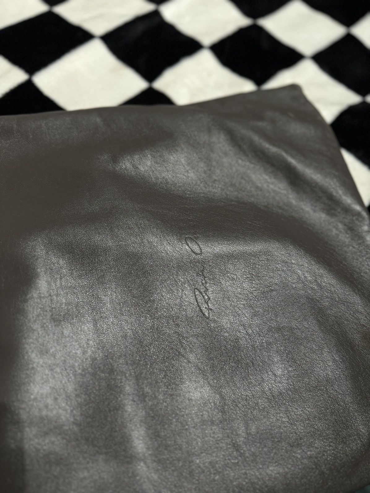 Rick Owens LEATHER MAINLINE TOTE BAG DARK DUST Size ONE SIZE - 3 Thumbnail