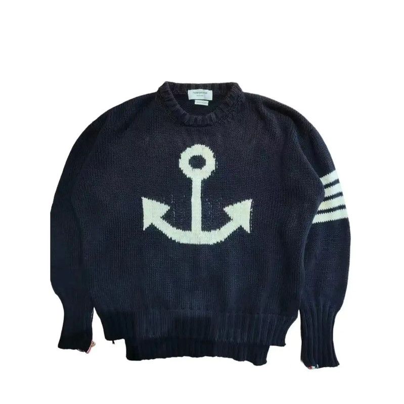 Thom Browne Thom Browne Women's Navy Sweater with Anchor Design 0089 Size L / US 10 / IT 46 - 1 Thumbnail
