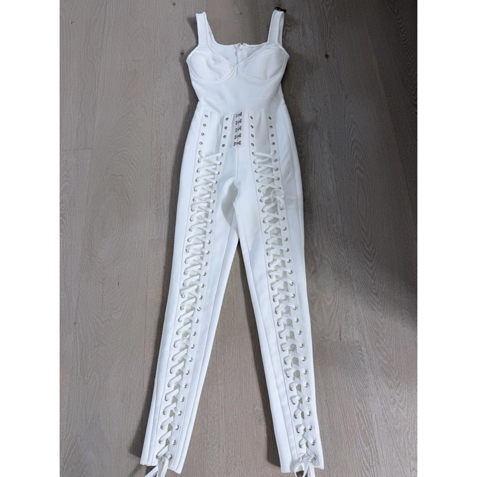 Other New Y2K Vacation White Lace-Up High-Waist Jumpsuit size S Size S / US 4 / IT 40 - 8 Thumbnail