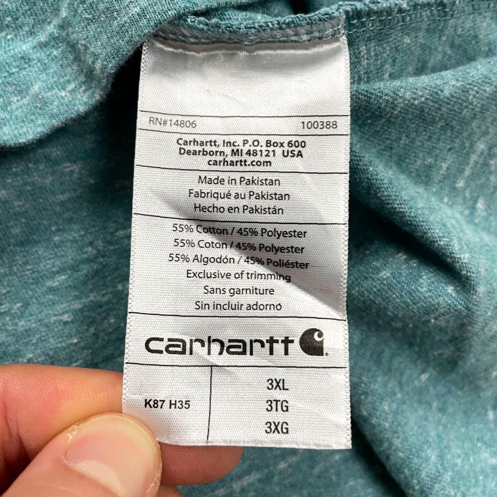 Carhartt Carhartt K87 Loose Fit T-Shirt Mens 3XL Green Crew Neck Short Sleeve Pocket Tee Size US XXL / EU 58 / 5 - 5 Thumbnail