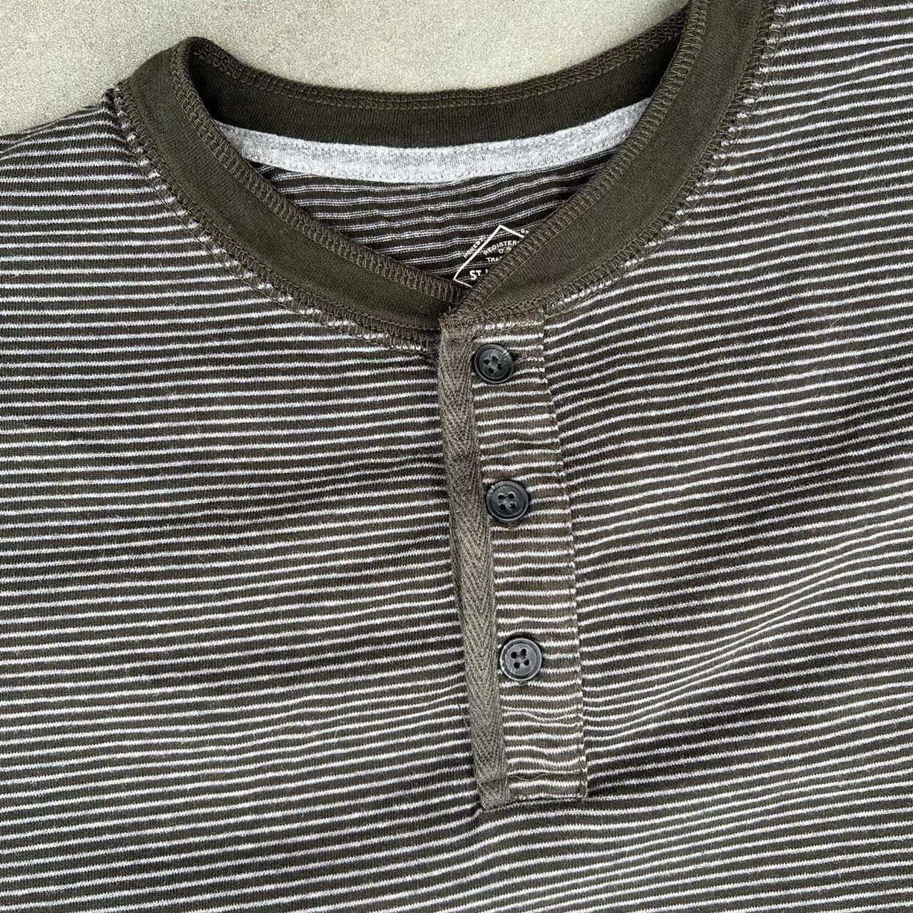 St. Johns Bay Olive + Grey Micro Stripe Henley Size US L / EU 52-54 / 3 - 4 Thumbnail