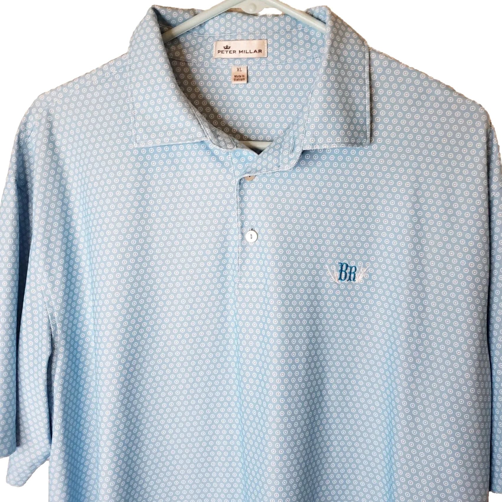 Peter Millar Peter Millar Crown Crafted Geometric Print Golf Polo Men's XL Blue S. S. Shirt Size US XL / EU 56 / 4 - 3 Thumbnail