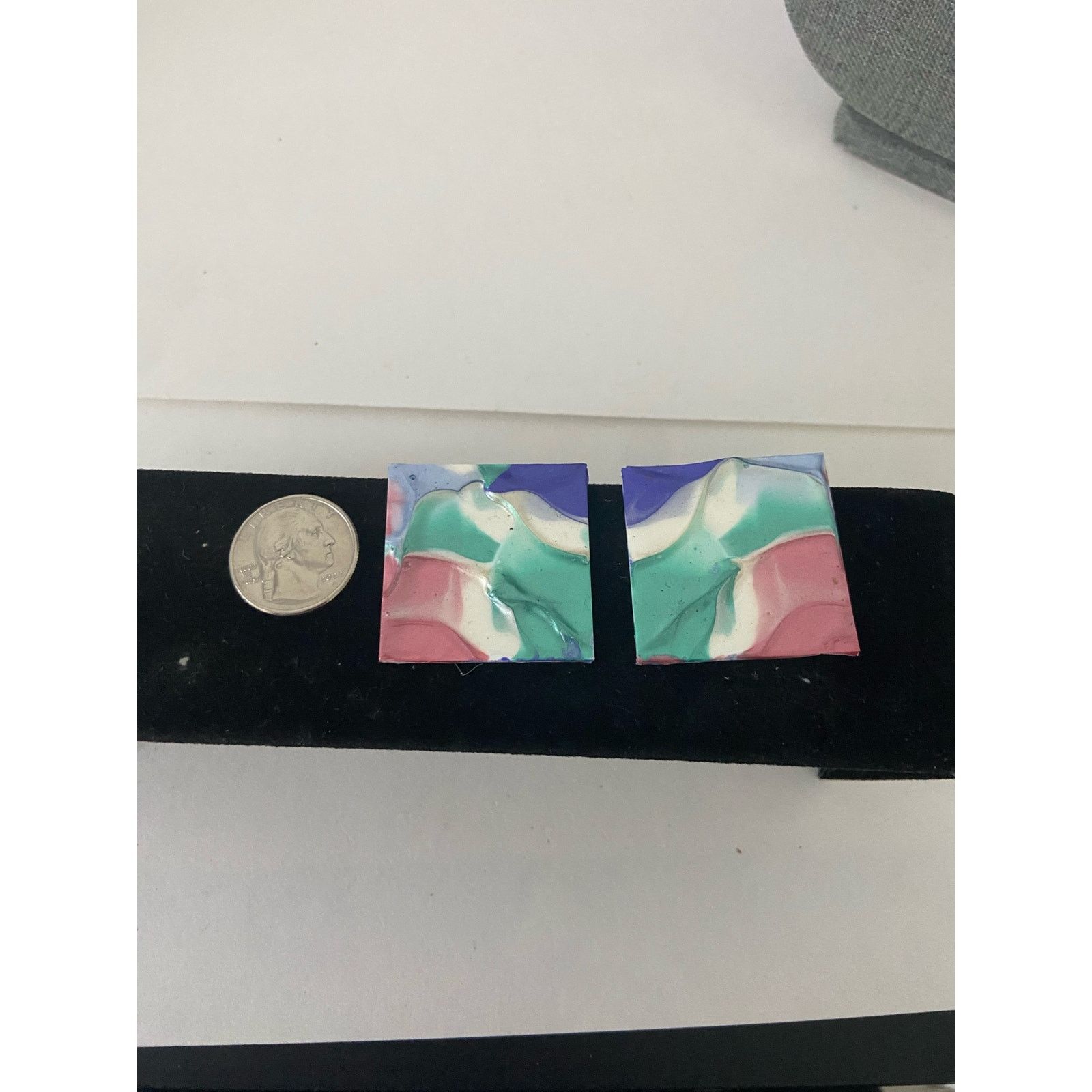 Handmade square earrings colorful Size ONE SIZE - 2 Thumbnail