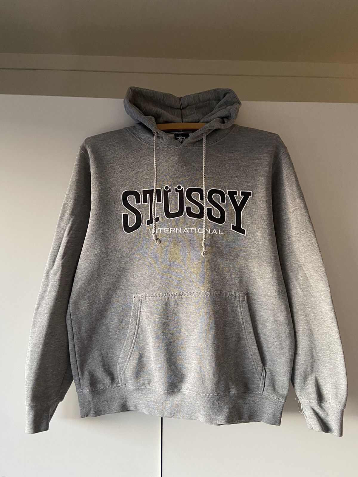 image of Vintage Stussy International Hoodie Made In Usa in Grey, Men's (Size Small)