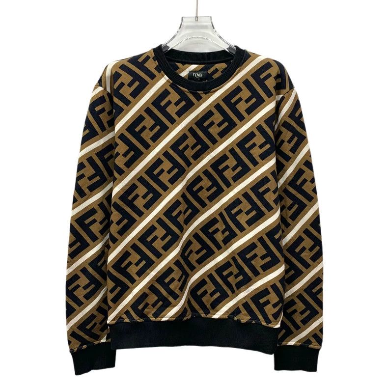 Fendi FENDI Dark Brown Striped Logo Letter Printed Cotton Crew N Size M / US 6-8 / IT 42-44 - 1 Thumbnail