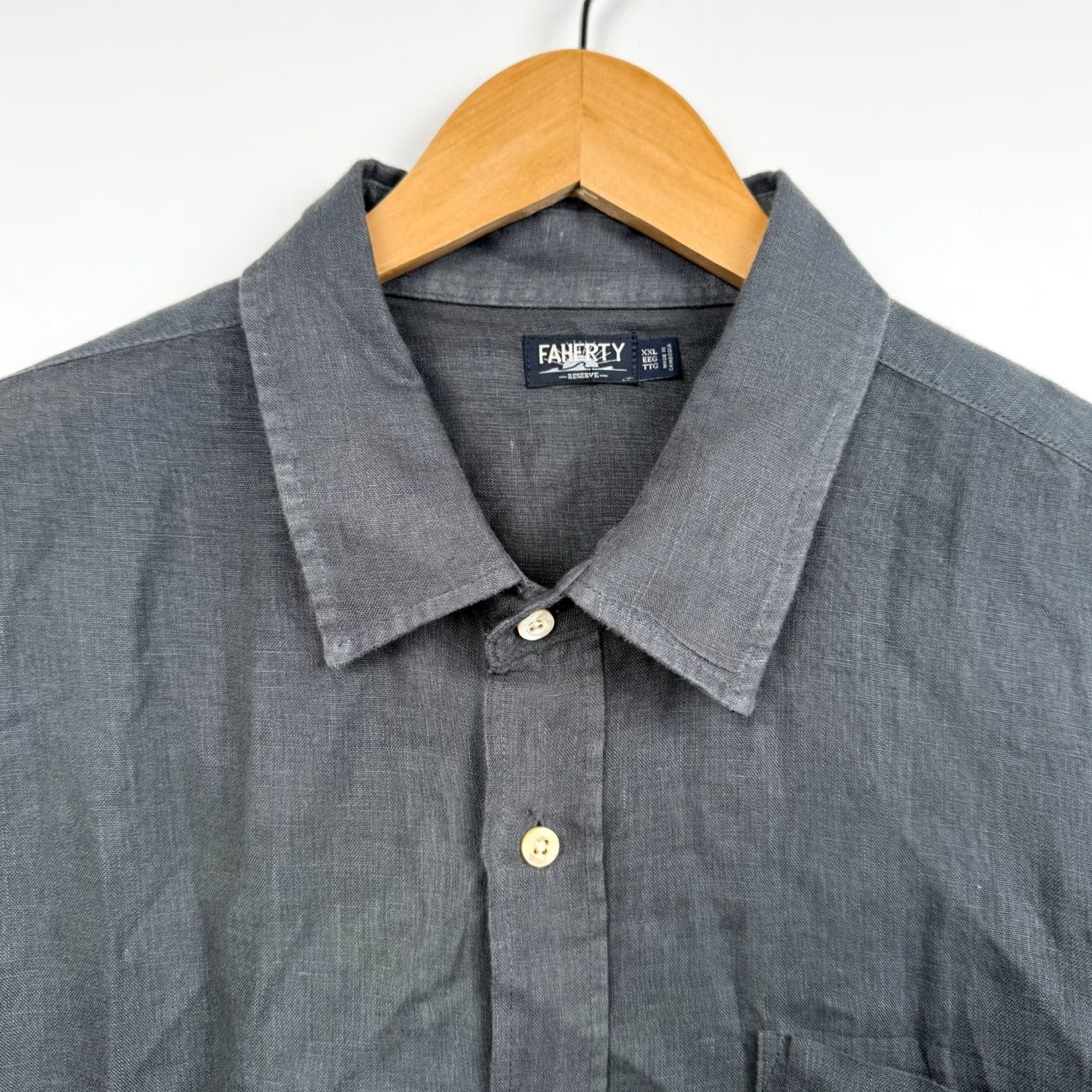 Faherty Faherty Reserve Shirt Mens 2XL 100% Linen Button Up Long Sleeve Gray Size US XXL / EU 58 / 5 - 2 Thumbnail