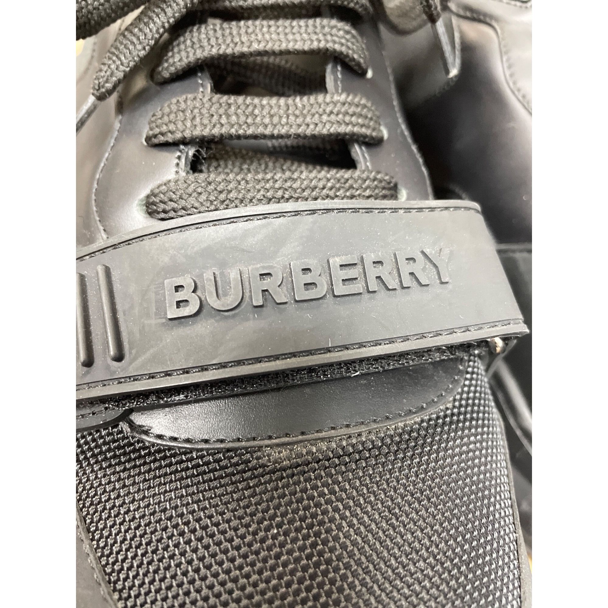 Burberry Burberry Auth Mens Black Kingdom Leather Hook loop Mesh Snea Size US 13 / EU 46 - 24 Thumbnail