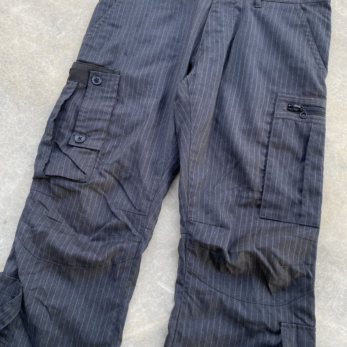 Tete Homme TETE HOMME Hickory Stripe Cargo Flare Pants Size US 32 / EU 48 - 5 Thumbnail
