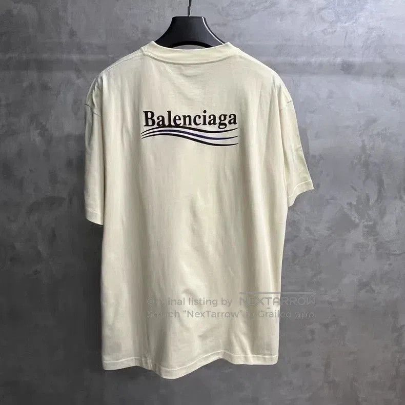 Balenciaga Balenciaga Beige Logo Print Short Sleeve T-shirt. Size US M / EU 48-50 / 2 - 5 Thumbnail