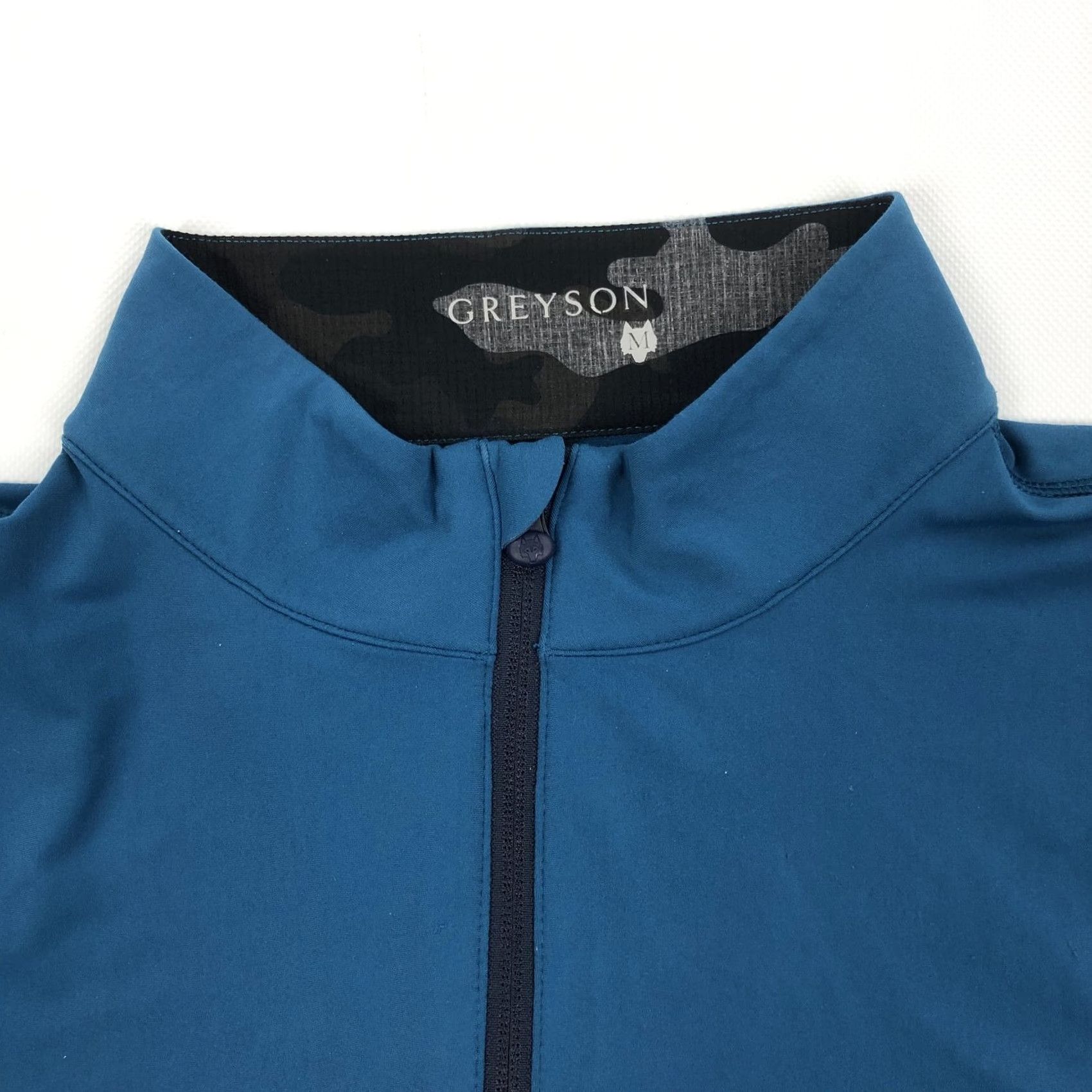 Vintage GREYSON Men's Wolf Logo Activewear Quarter Zip Pullover Shirt M Teal Blue Size US M / EU 48-50 / 2 - 2 Thumbnail