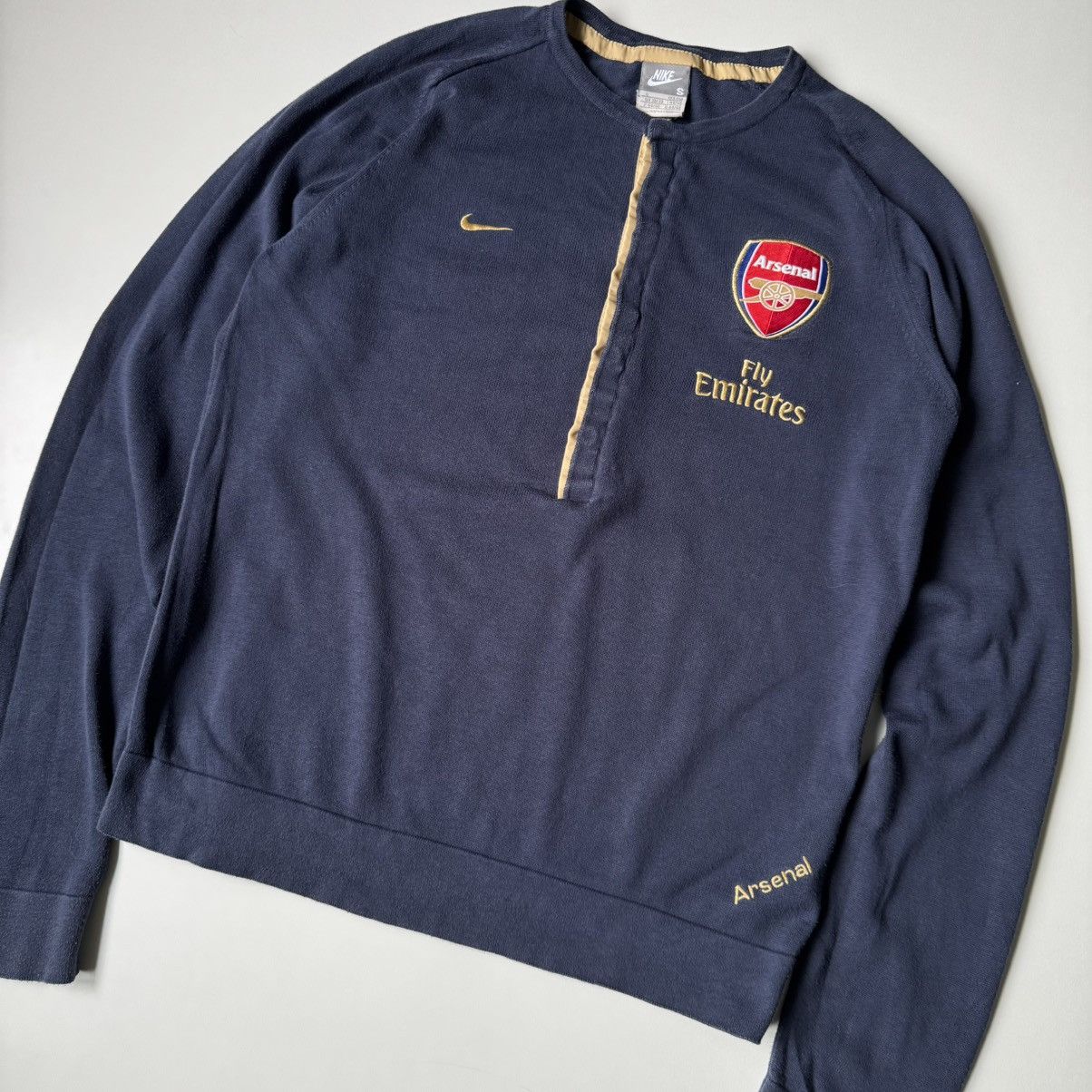 Nike × Vintage Y2K Arsenal London Longsleeve Knit Polo Style Nike Blokecore Size US S / EU 44-46 / 1 - 14 Thumbnail
