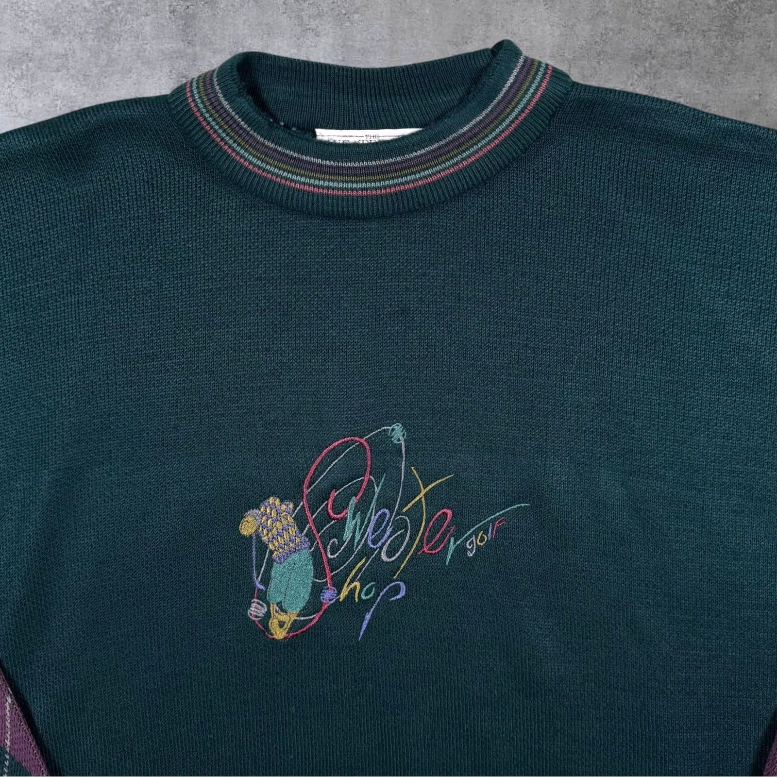 Vintage Vintage The Sweater Shop Golf Embroidered Argyle Check Acrylic Knit Jumper Large Size US L / EU 52-54 / 3 - 3 Thumbnail