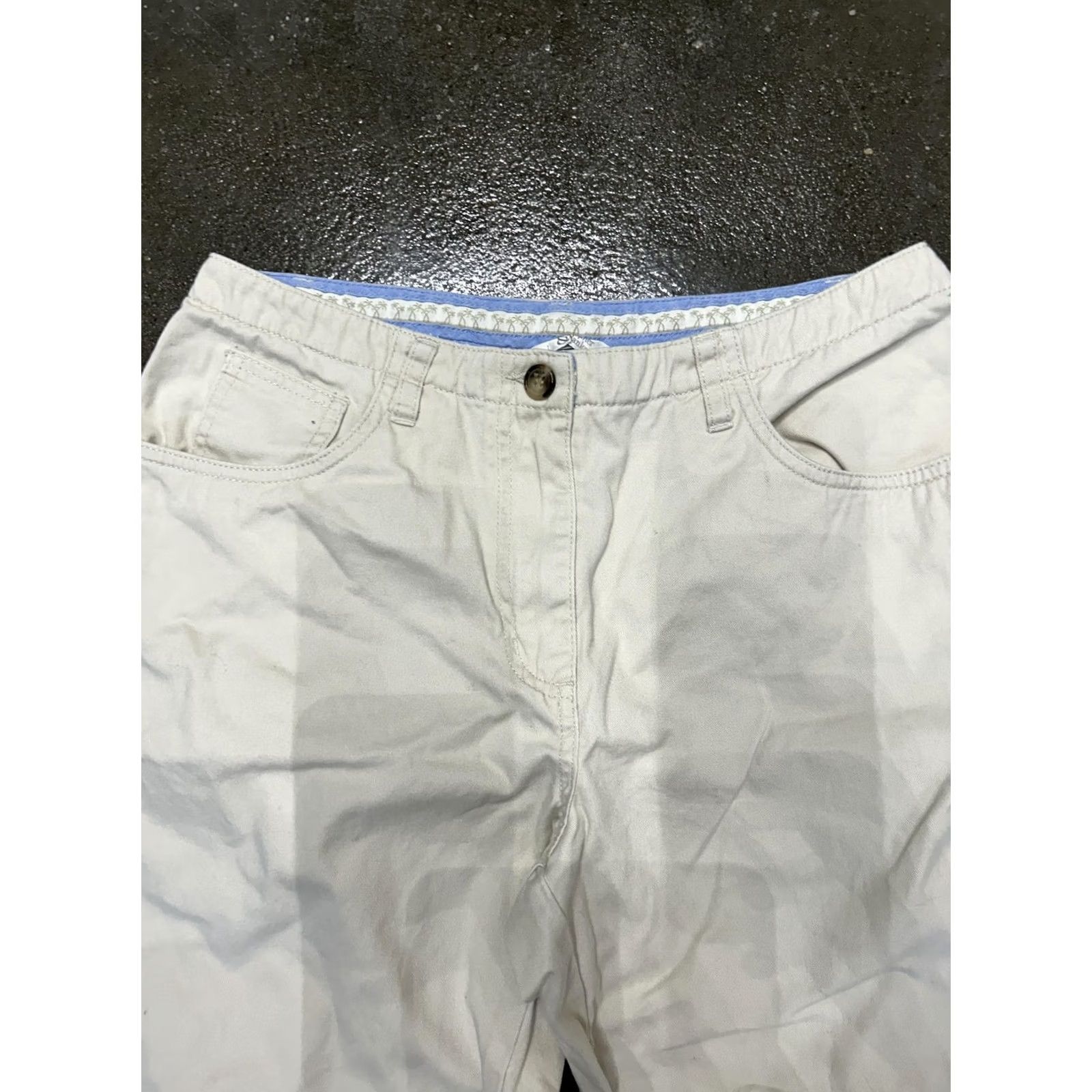 Vintage Christopher & Banks Capri Pants Womens 4 Beige Palm Tree Embroidered Cuffed Size 27" / US 4 / IT 40 - 2 Thumbnail