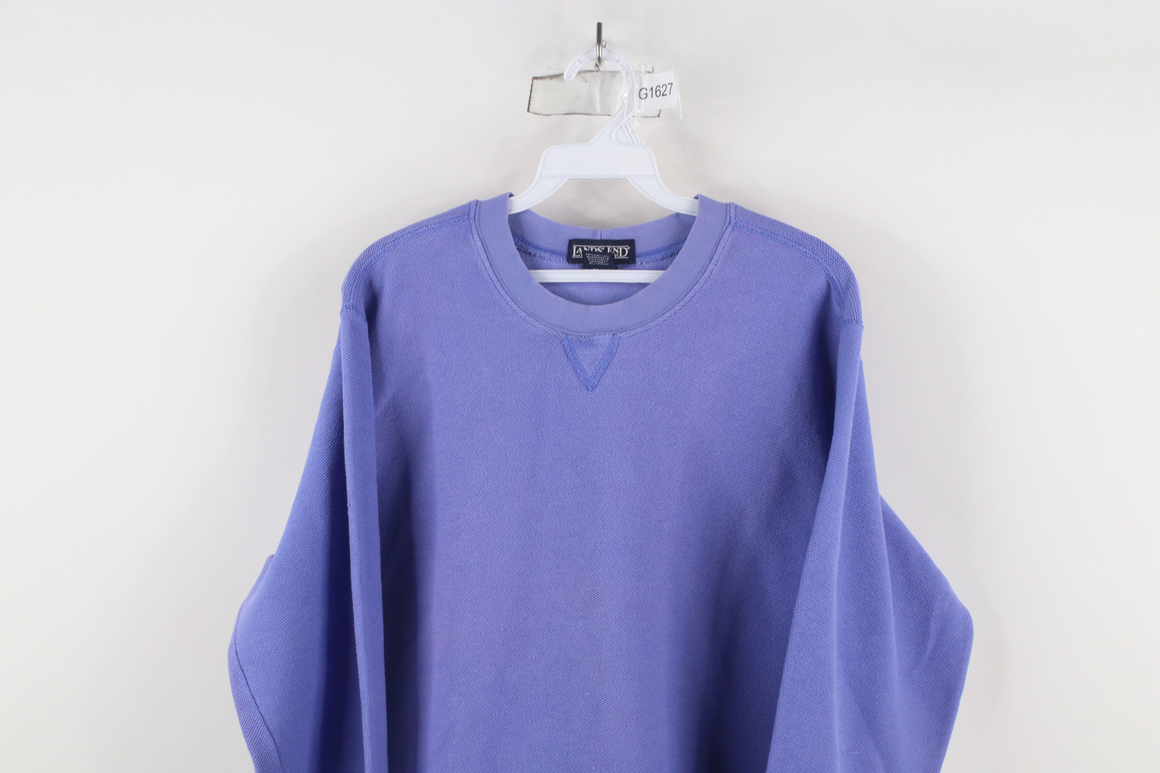 Lands' End × Vintage Vintage 90s Lands End Blank Tight Weave Knit Sweater Blue Size US M / EU 48-50 / 2 - 2 Thumbnail