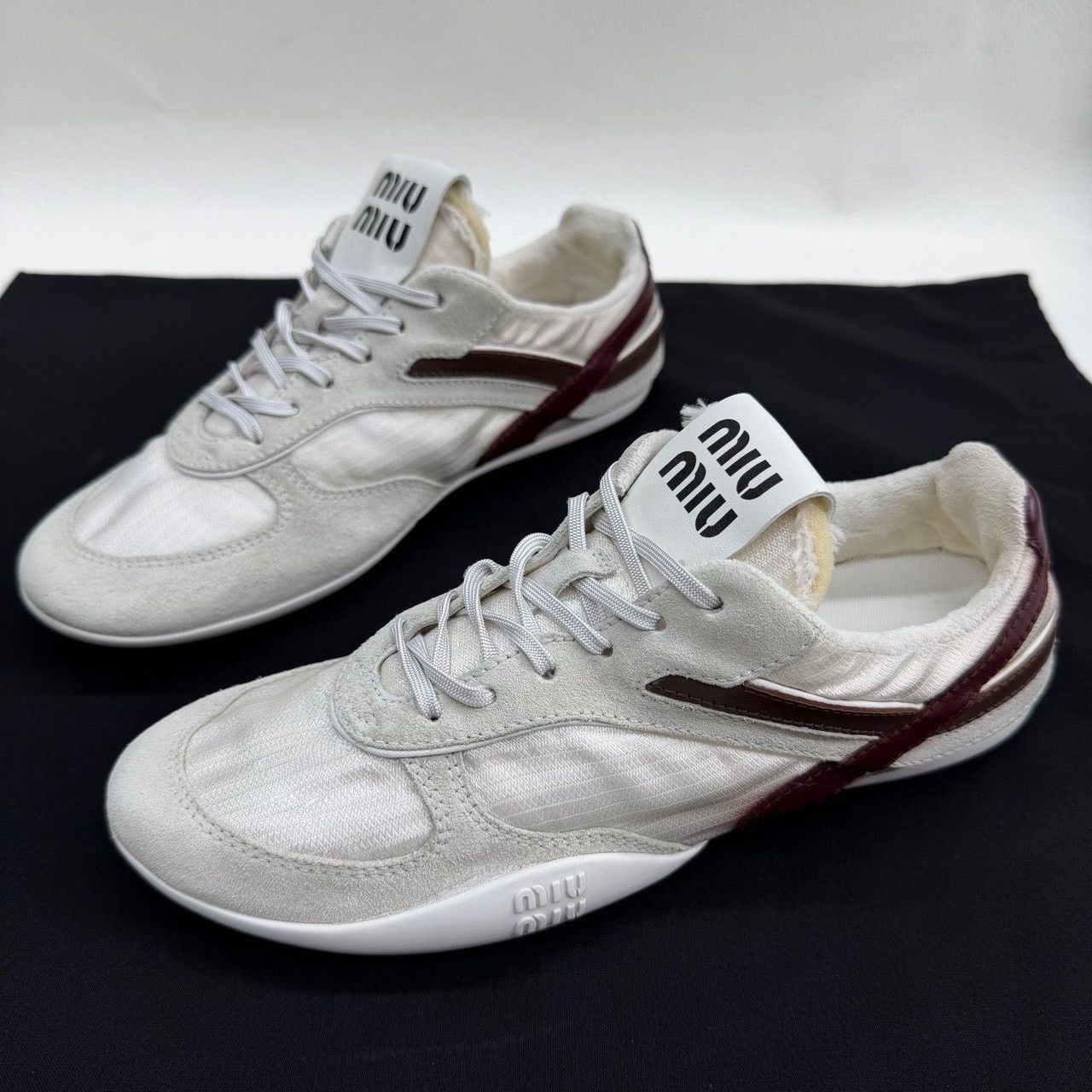 Miu Miu Miu Miu White Lowtop Sneakers us_6-5 Women Size US 6.5 / IT 36.5 - 1 Thumbnail
