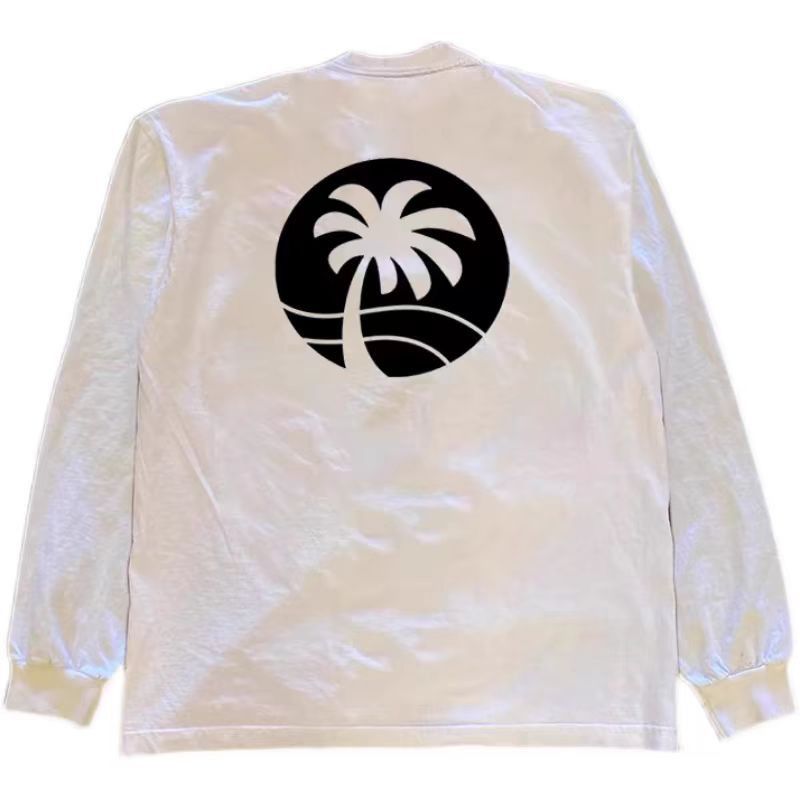Vintage Street Hip Hop Coconut Tree Print Long Sleeve T Shirt White Size US S / EU 44-46 / 1 - 3 Thumbnail