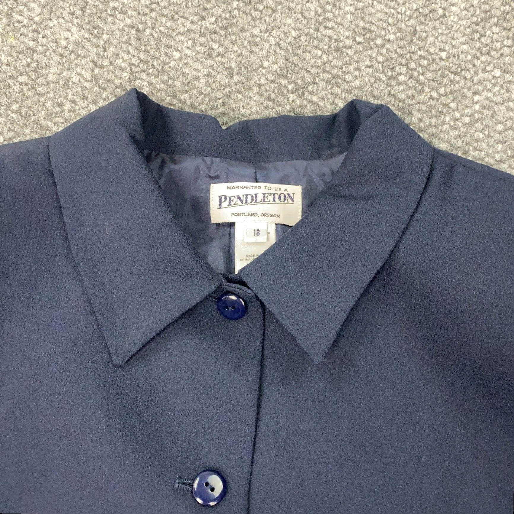 Pendleton Pendleton Jacket Womens 18 Navy Blue Button Front Cropped Lined Blazer Made in USA Polyest Size XXL / US 16-18 / IT 52-54 - 2 Thumbnail