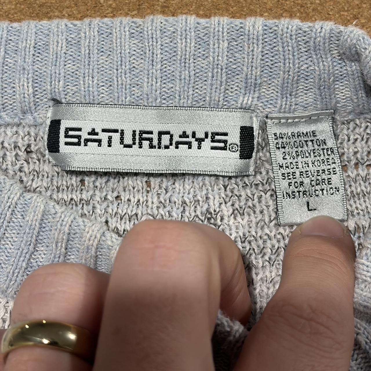 Vintage Vtg Saturdays Sweater Mens Large Gray Blue Abstract Knit Size US L / EU 52-54 / 3 - 5 Thumbnail