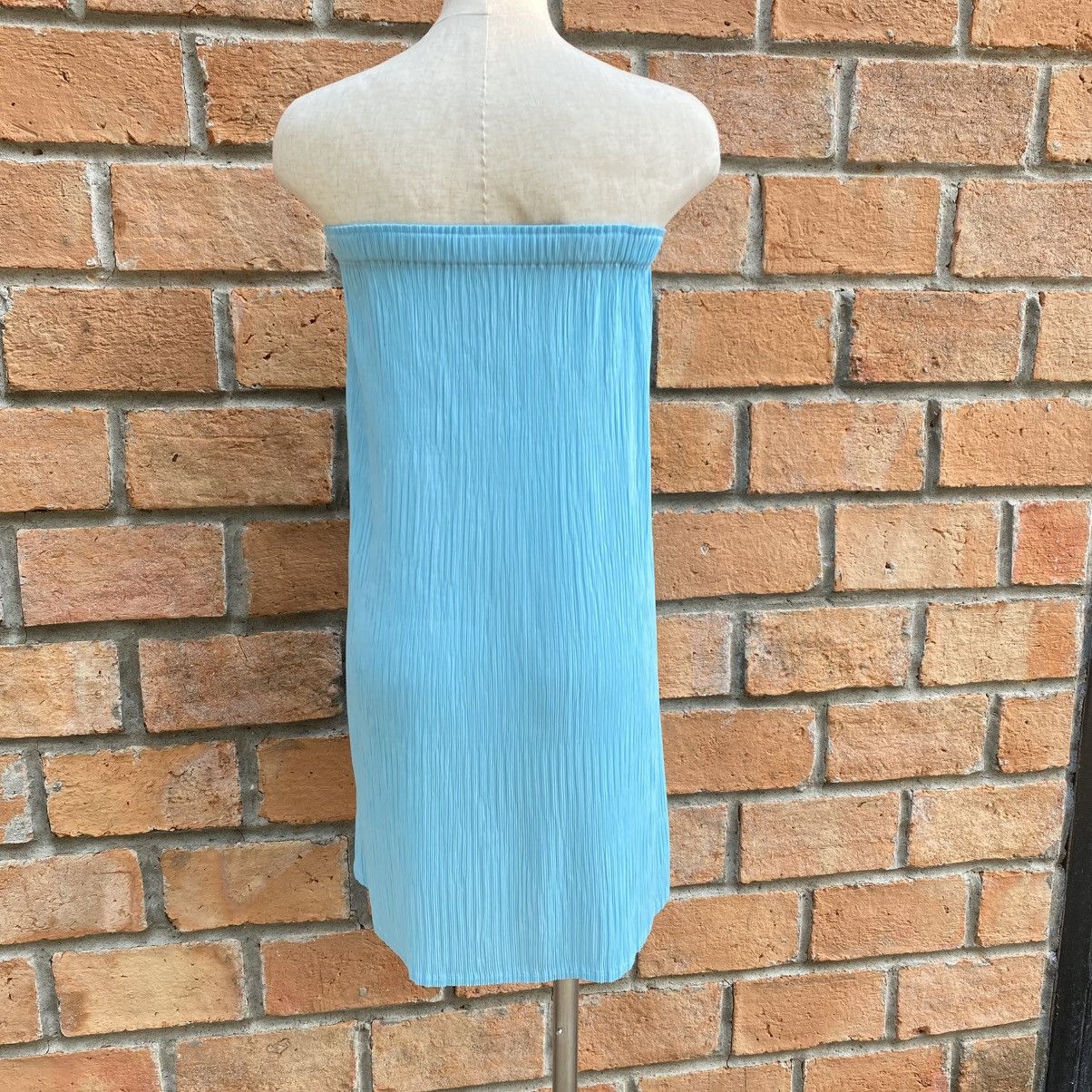 Coneco Sky Blue Pleated Elastic-Waist Skirt