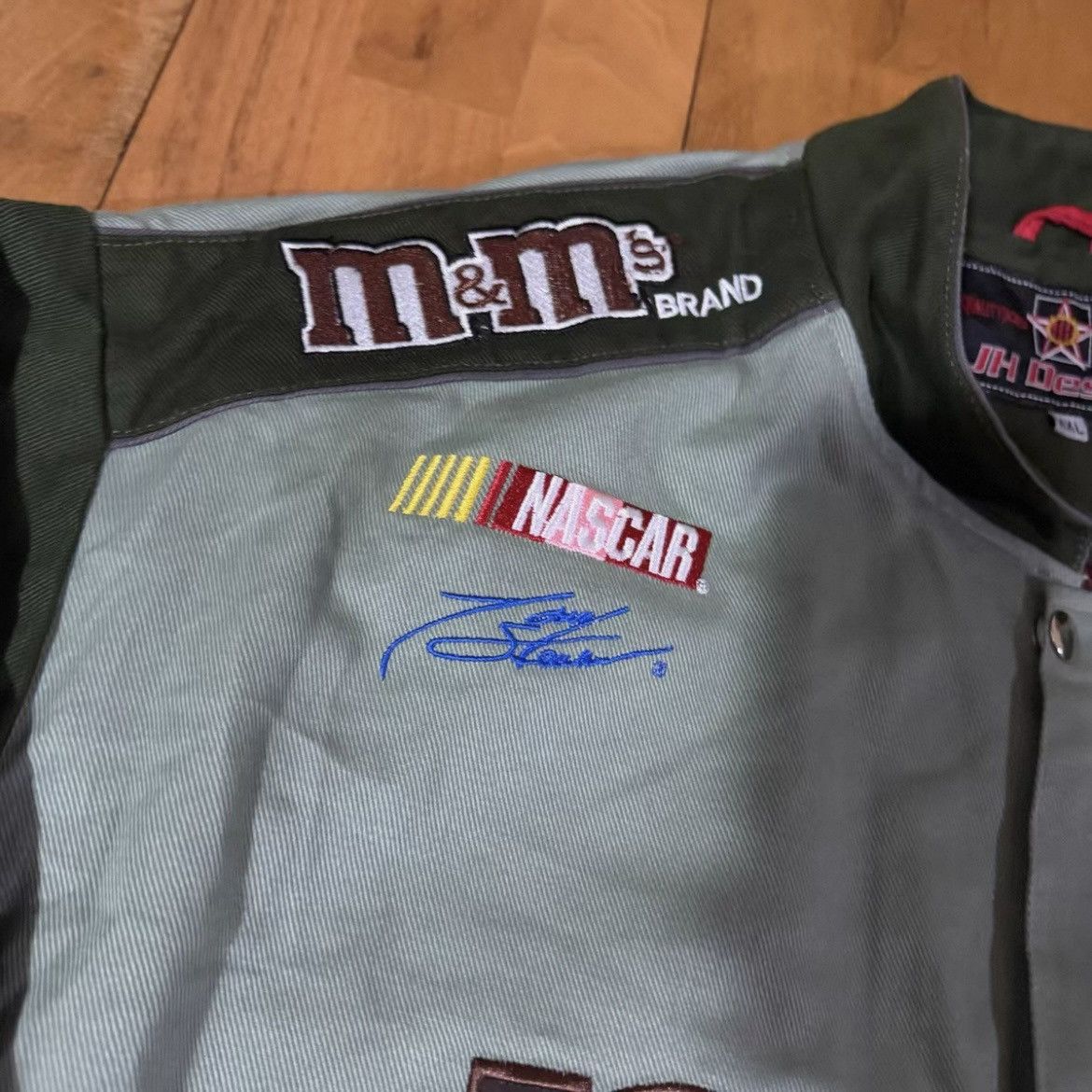 JH Design Vintage Style M&M’s NASCAR Racing Jacket (Remade) – Green Size US XL / EU 56 / 4 - 5 Thumbnail