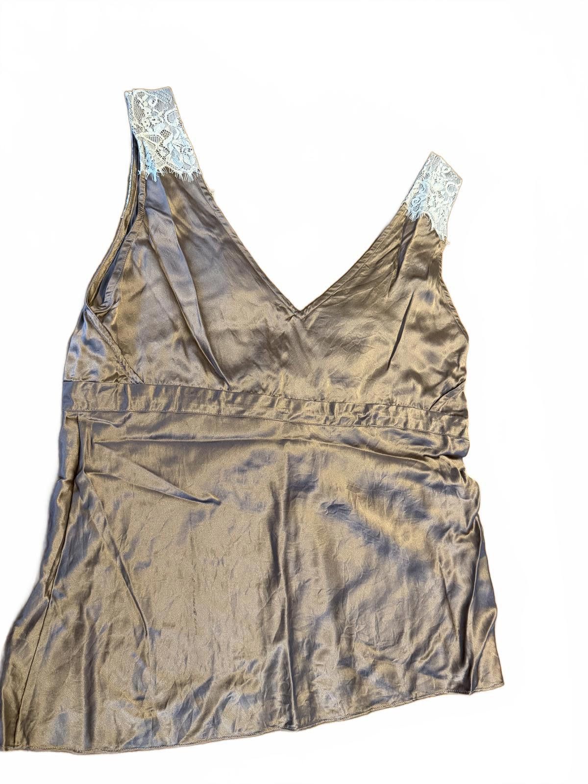 Other White House Black Market Brown Silk Sleeveless Top Lace Med Size M / US 6-8 / IT 42-44 - 4 Thumbnail