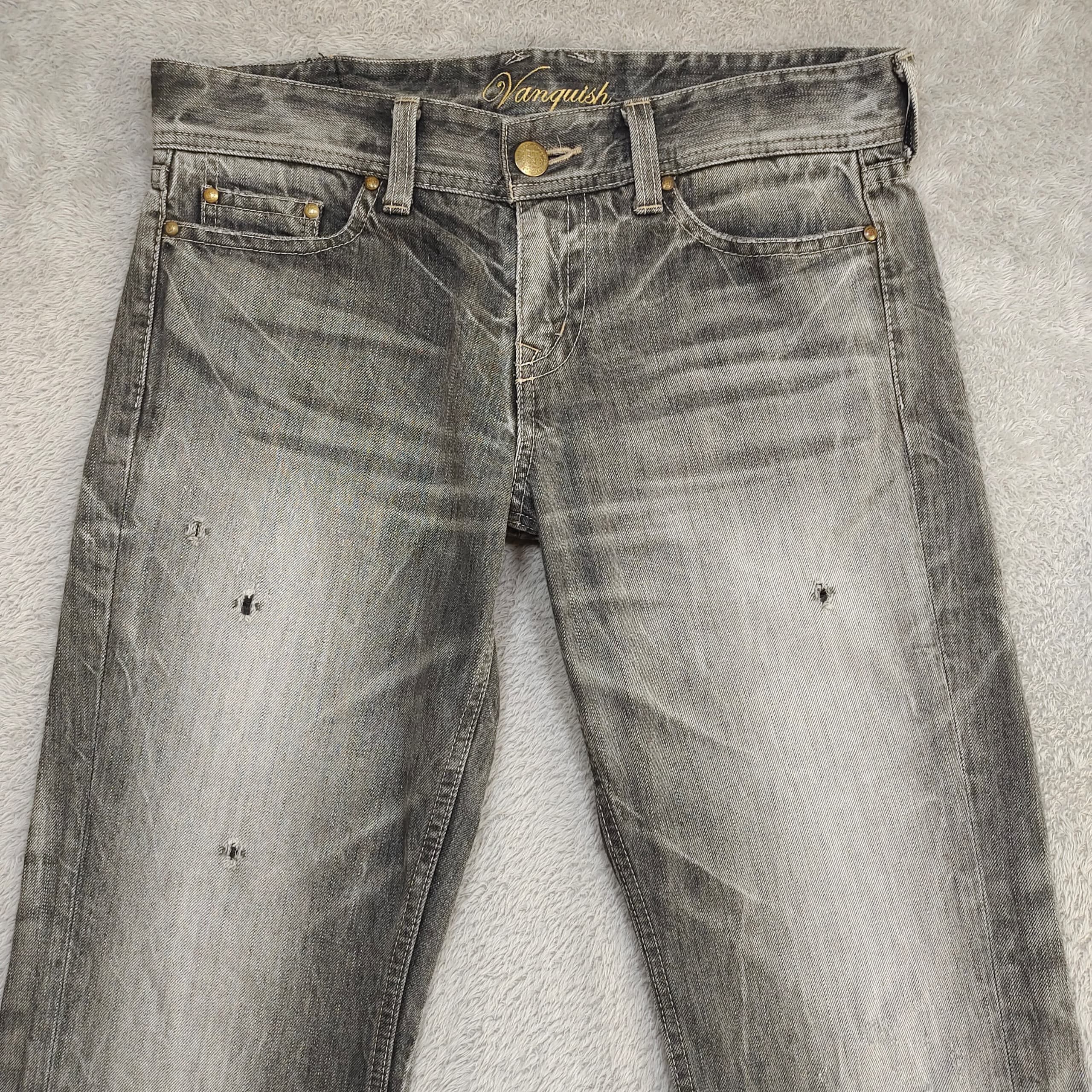 Vanquish Vintage Vanquish Gold Black Distressed Slim-Fit Jeans Size US 34 / EU 50 - 2 Thumbnail