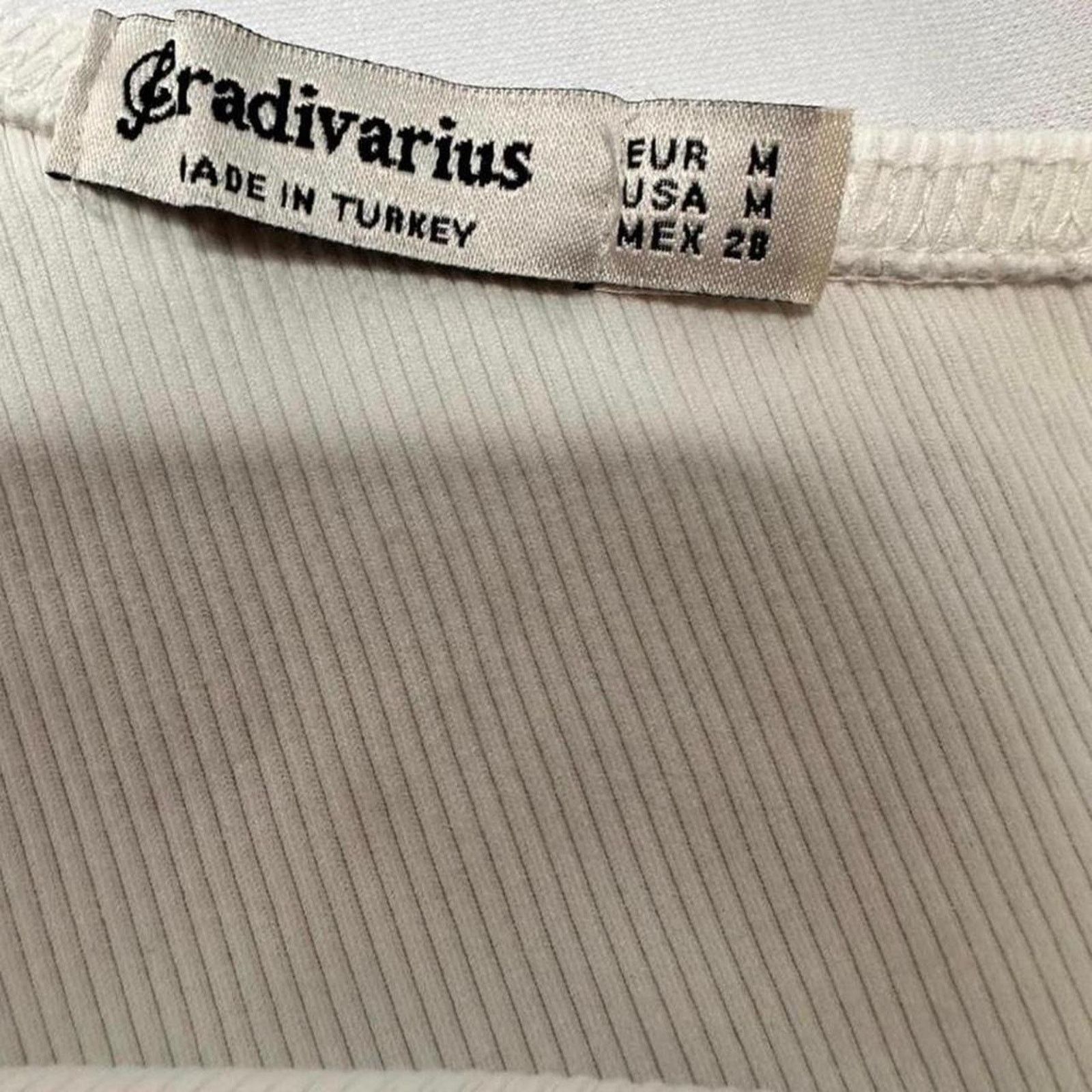 Stradivarius White One Shoulder Ribbed Fitted Top Size M Casual Basic Top Size M / US 6-8 / IT 42-44 - 4 Thumbnail
