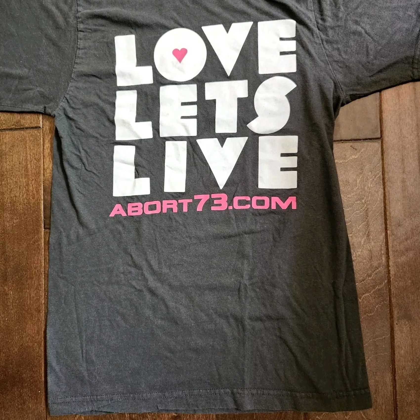 Vintage Abort73.com Women's T-Shirt - Love Let's Live Pro-Life Crew Neck Short Sleeve Black 100% Cotton Small Size S / US 4 / IT 40 - 3 Thumbnail