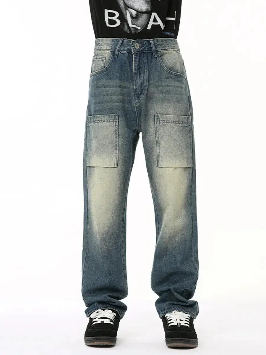Japanese Brand Retro loose pocket patchwork jeans Size US 32 / EU 48 - 3 Thumbnail