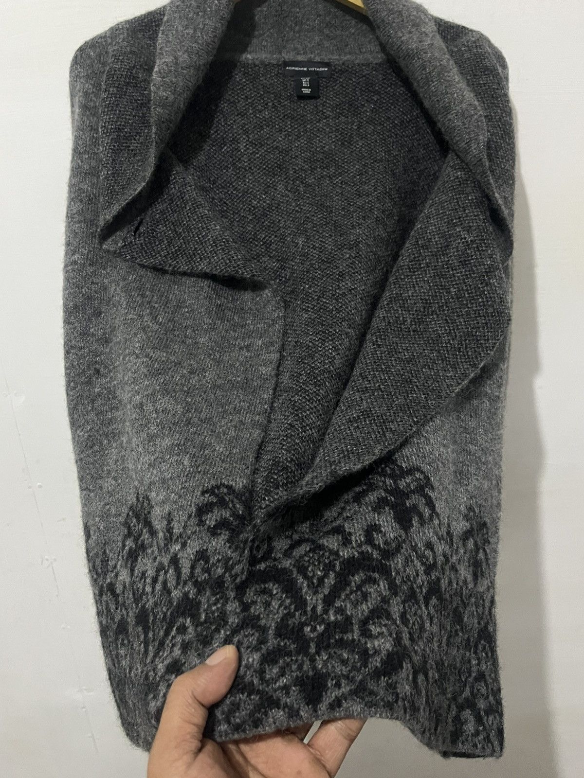 POST ARCHIVE FACTION (PAF) Adrienne Vittadini Grey Wool Blend Knit Cardigan Size US M / EU 48-50 / 2 - 7 Thumbnail