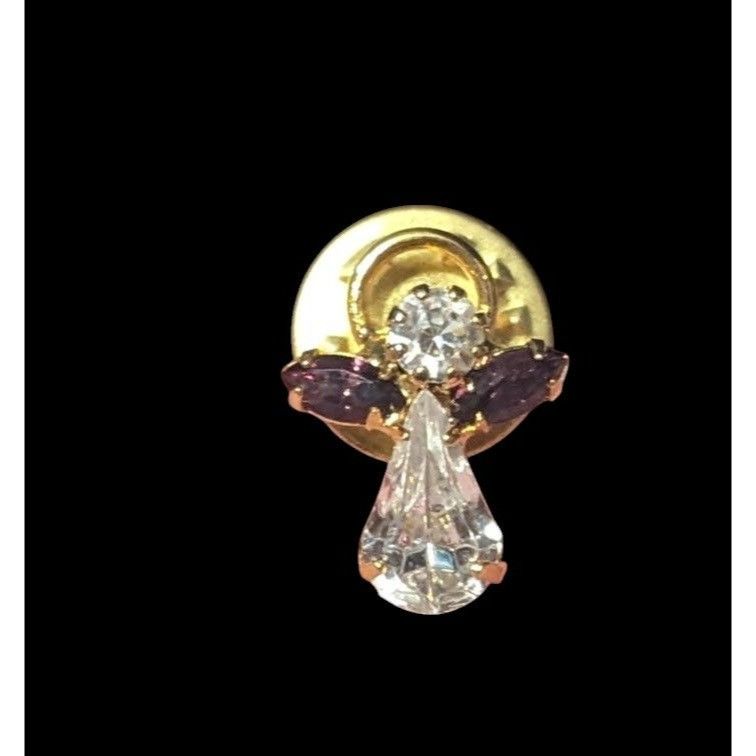 Other Vintage Minimalist Clear And Purple Gemmed Guardian Angel Pi Size ONE SIZE - 2 Thumbnail