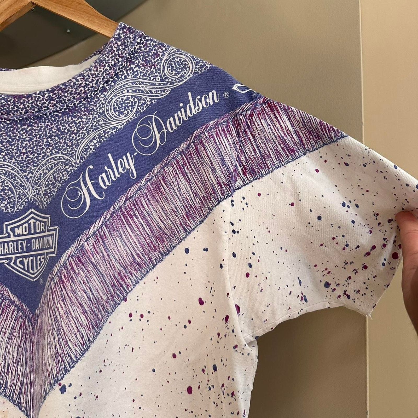 Harley Davidson × Vintage Vintage Harley Davidson Paint Splatter Shirt Size US XL / EU 56 / 4 - 7 Thumbnail