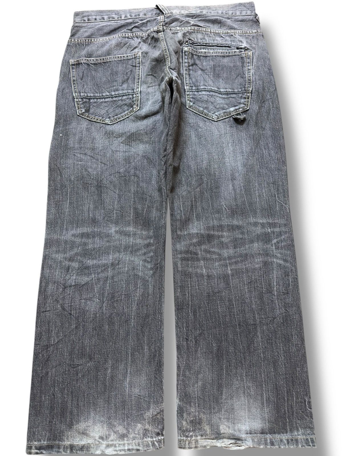 Hysteric Glamour Vintage UJ jeans Baggy Grunge Whiskers Hidden Pocket Denim Size US 35 - 7 Thumbnail