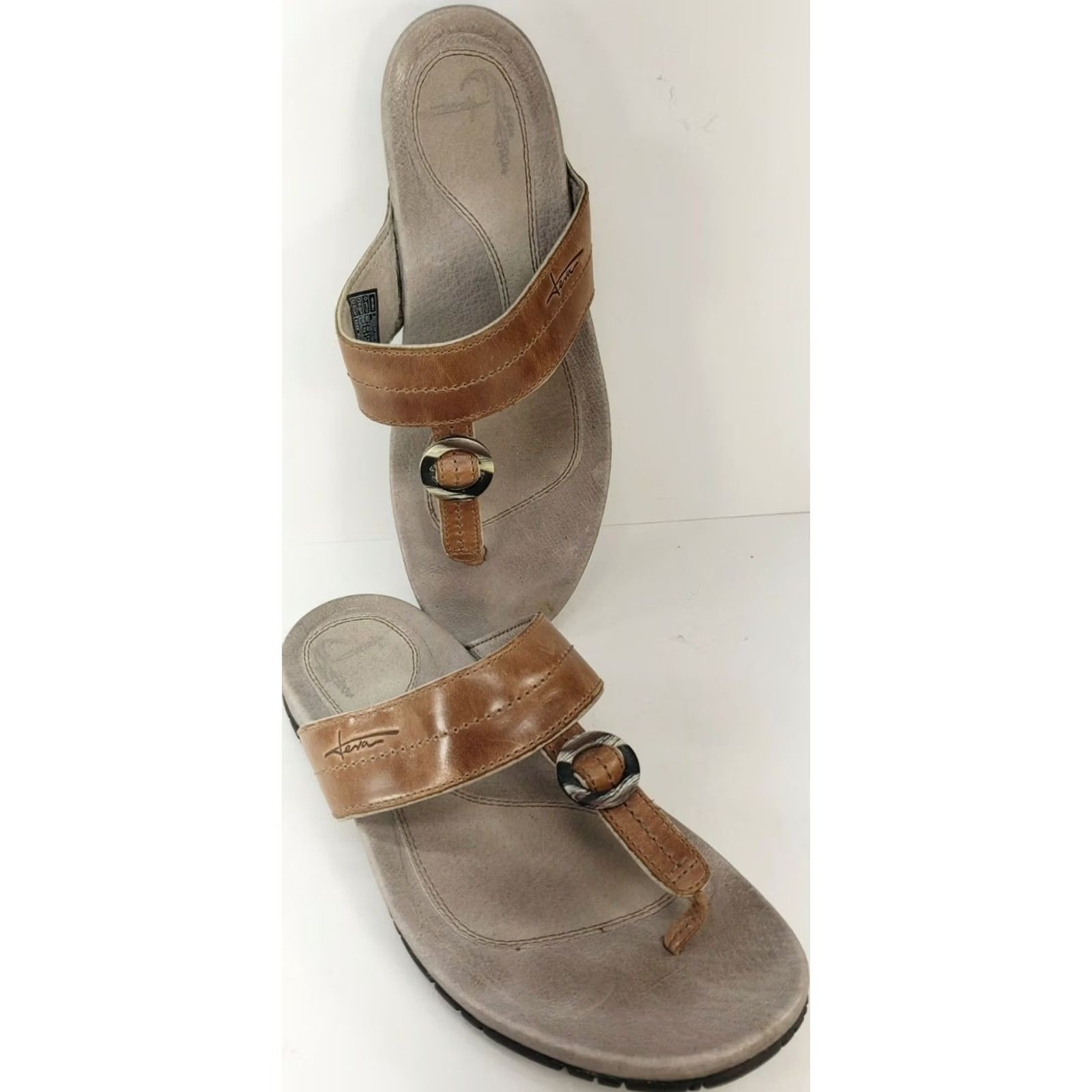 Teva Teva Keelie Women's Sandals Flip Flops Size 8M Brown Leather Casual Thong Size US 8 / IT 38 - 4 Thumbnail