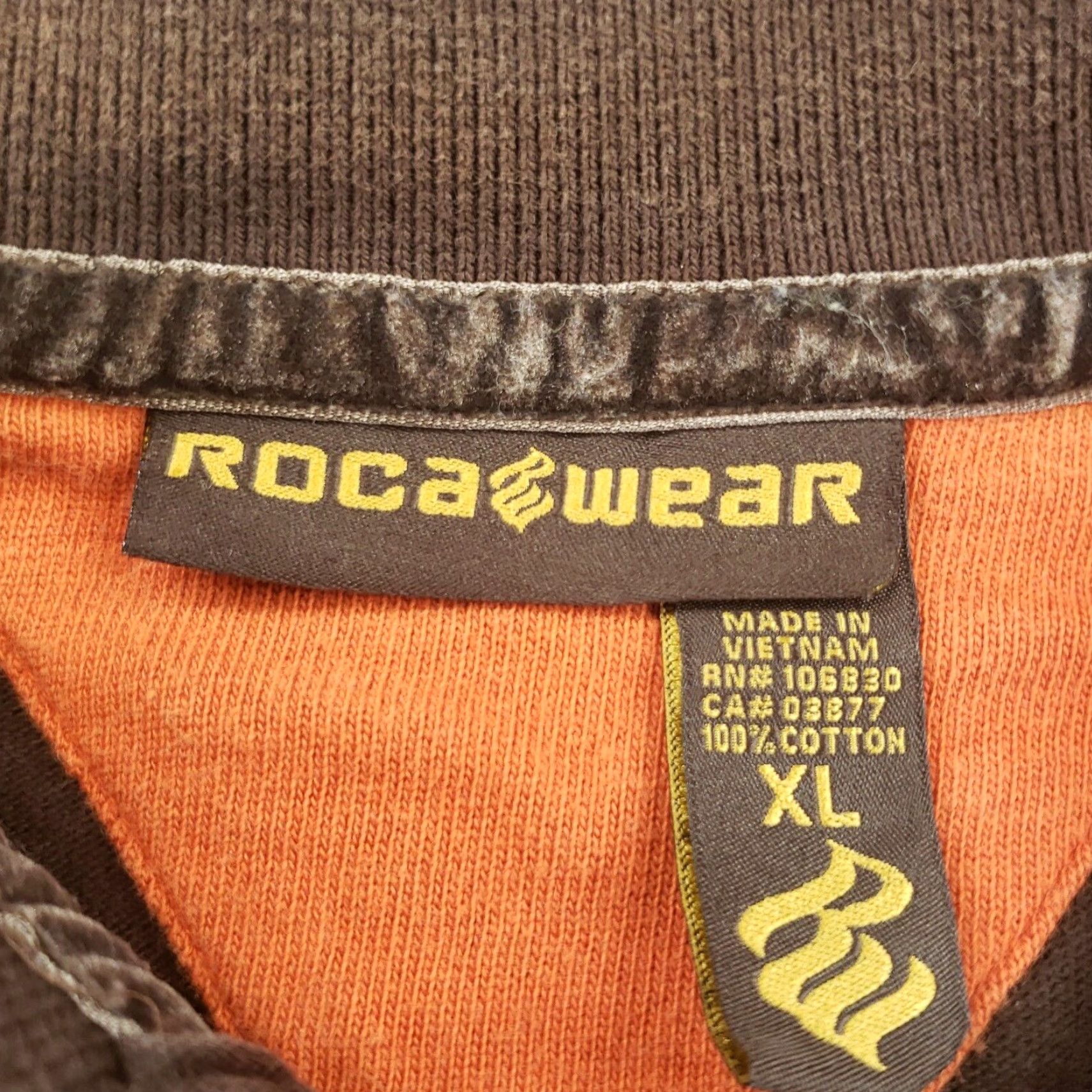 Rocawear Rocawear Polo Shirt Mens Extra Large XL Brown Yellow Orange Short Sleeve AOP * Size US XL / EU 56 / 4 - 6 Thumbnail