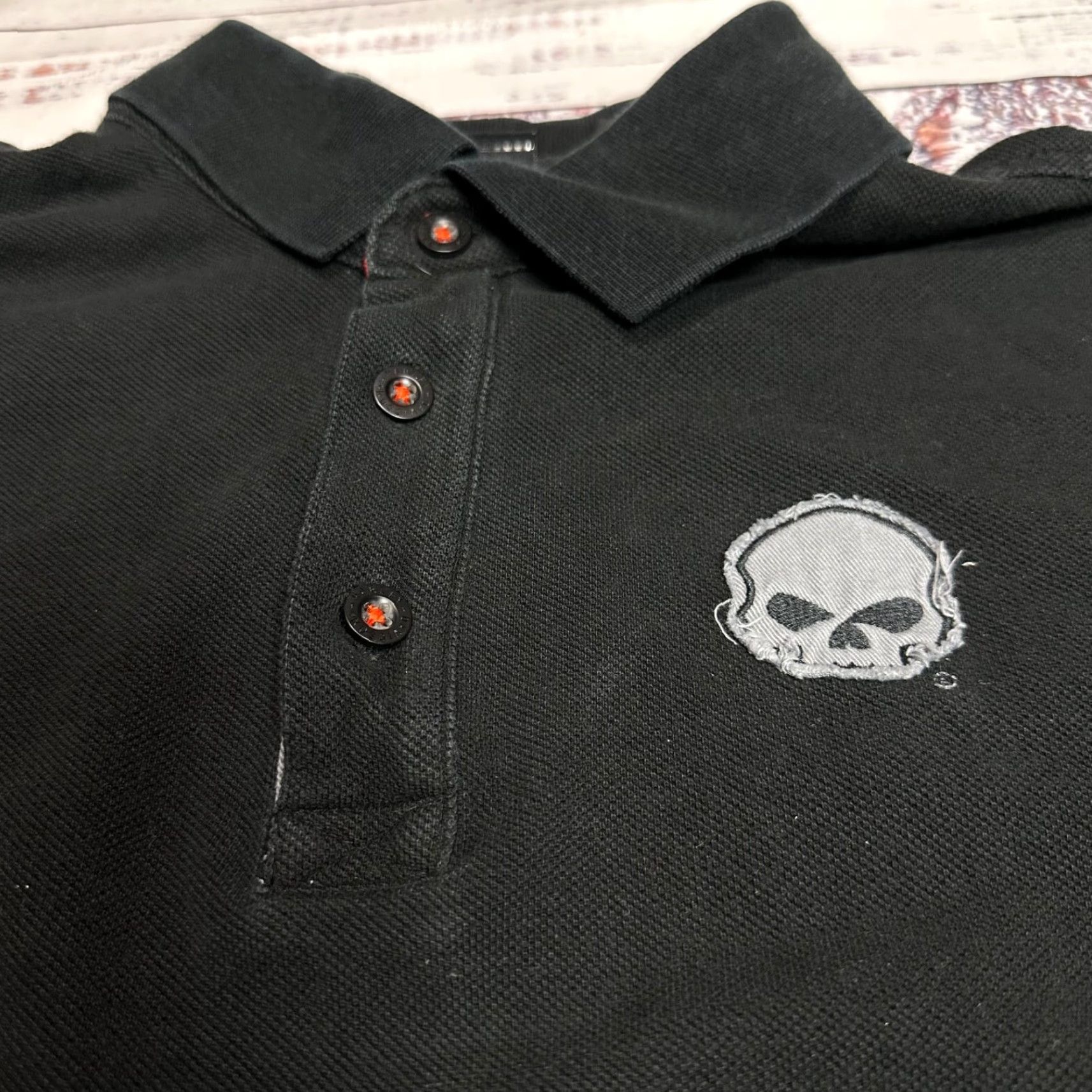 Harley Davidson Harley-Davidson Mens Polo Shirt XL Black Back Graphic Skull Flames Shirt Mens XL Black Skull Flames Polo Size US XL / EU 56 / 4 - 6 Thumbnail