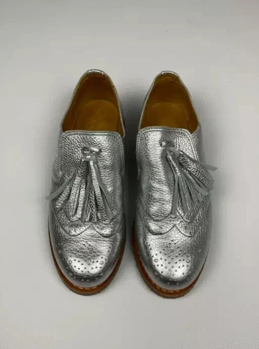 Vintage Penelope Chilvers Women’s Leather Silver Loafer Oxford Shoes Size US 6.5 / IT 36.5 - 5 Thumbnail