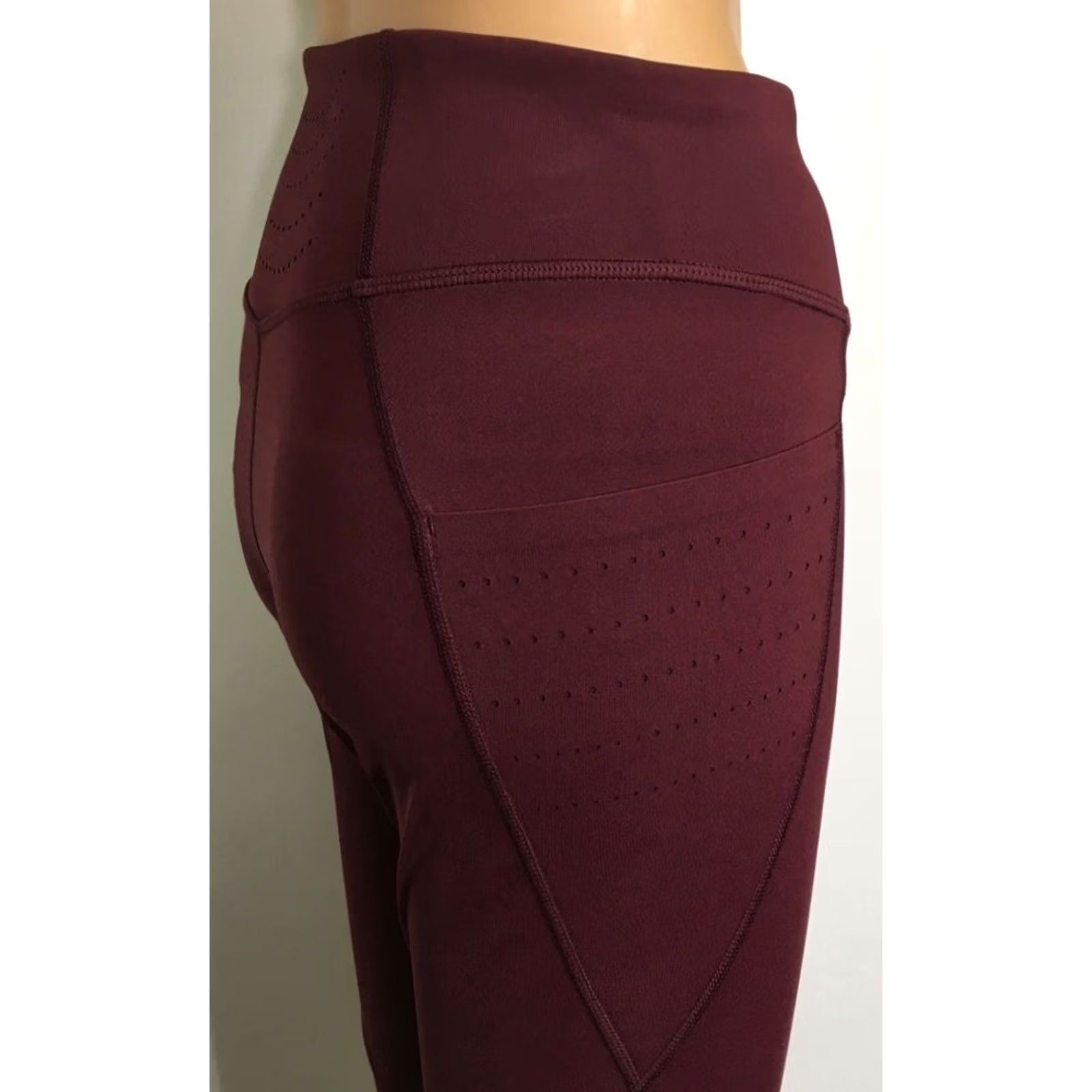 Vintage JoyLab Leggings Workout Activewear Pants S Women's Burgundy Mid Rise Stretch Size 28" / US 6 / IT 42 - 2 Thumbnail