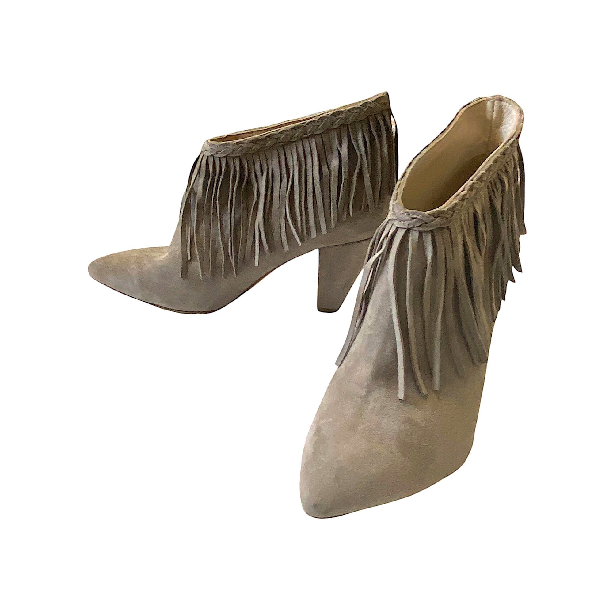 Anine Bing Anine Bing Irmelin Suede Fringe Ankle Boots, Gray/Taupe, S Size US 8 / IT 38 - 1 Thumbnail