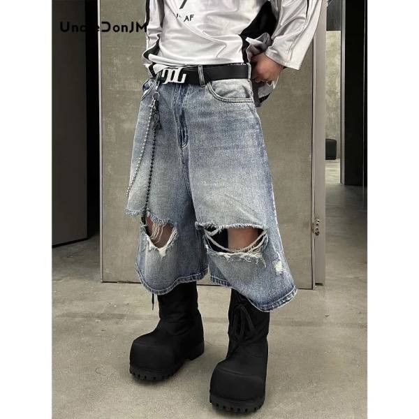 Japanese Brand × Vintage ripped denim hip-hop shorts. Size US 37 - 1 Thumbnail