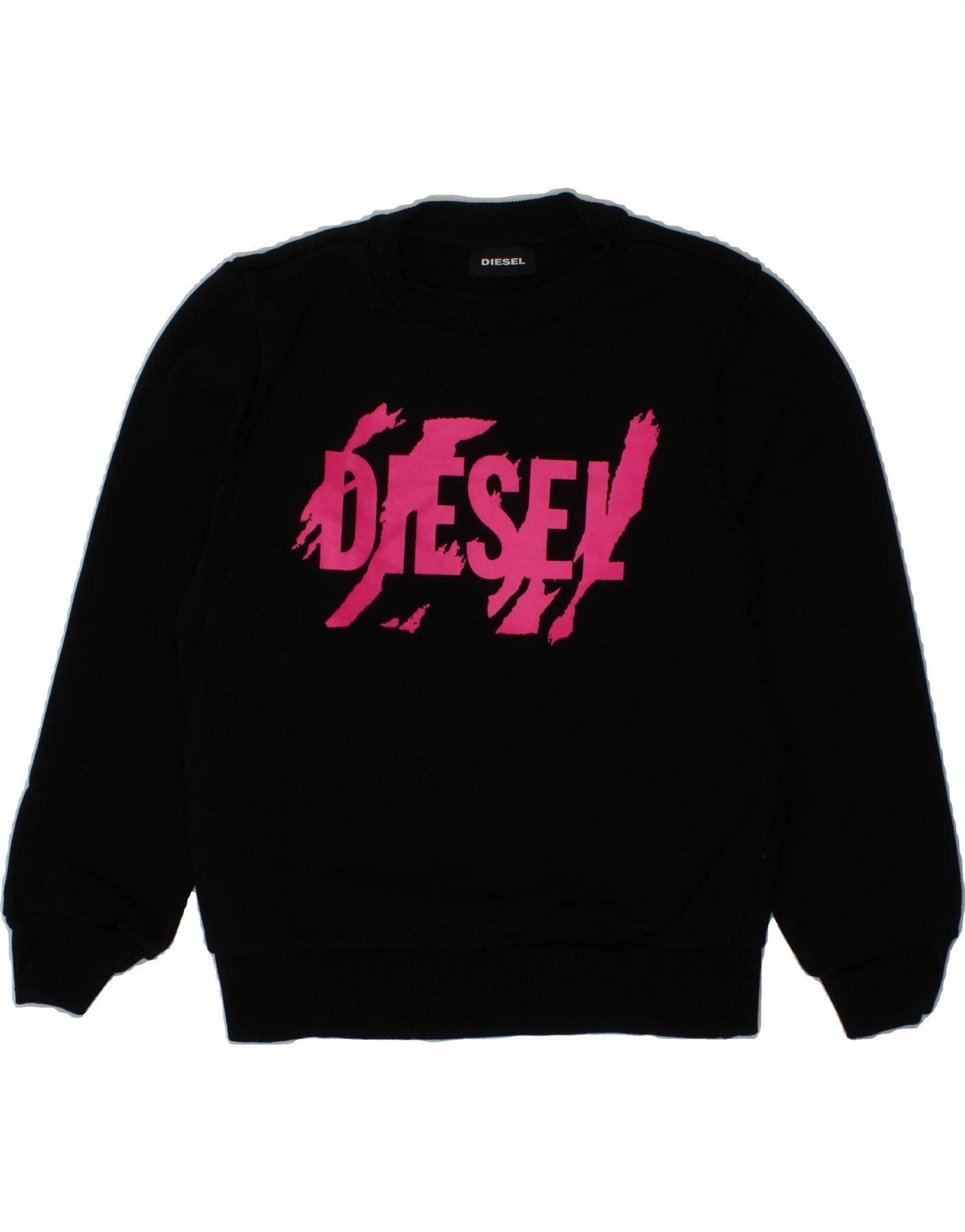 Diesel Girls Graphic Sweatshirt Jumper 6-7 Years Black Cotton Size ONE SIZE - 1 Thumbnail