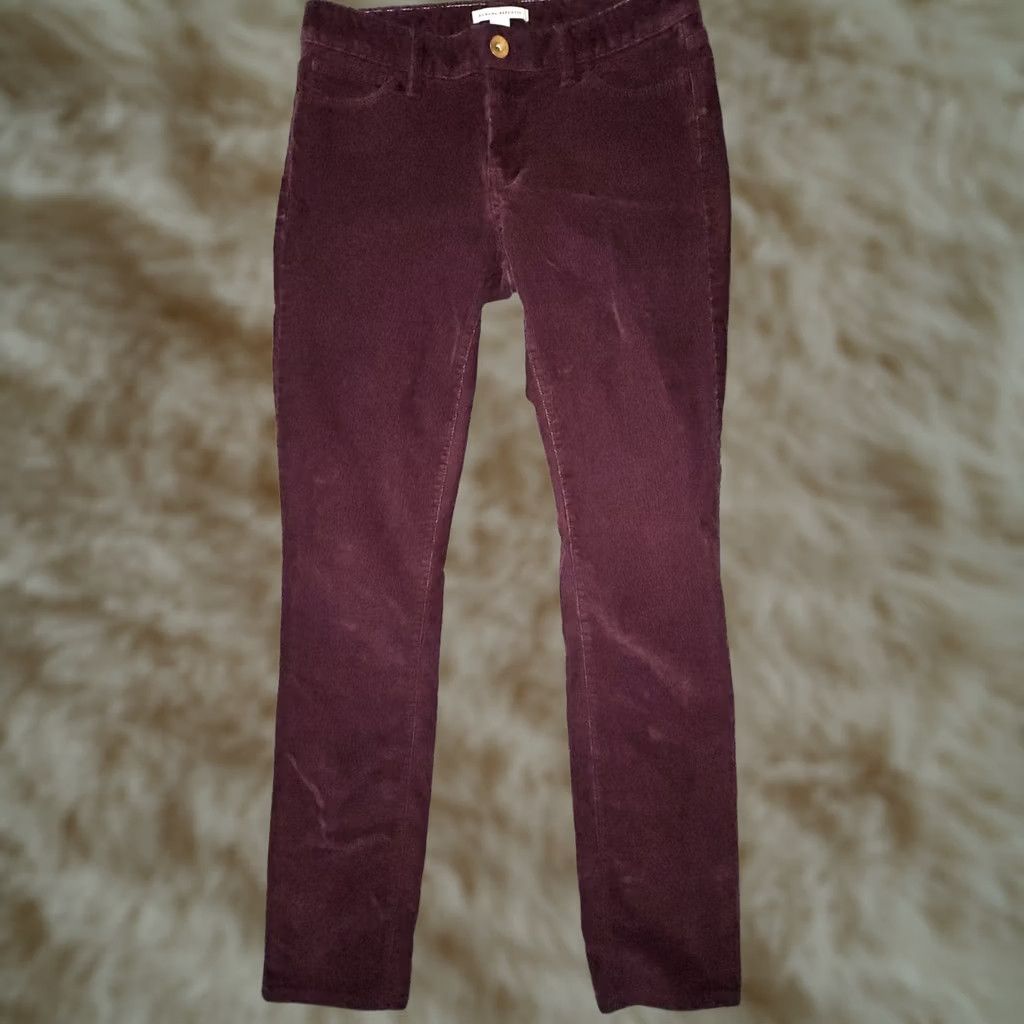 Banana Republic VINTAGE Banana Republic Skinny Corduroy Jeans Women's 28 Maroon Low Rise Stretch Retro 80s Hipster City Preppy Pockets Womens Size 28" / US 6 / IT 42 - 1 Thumbnail