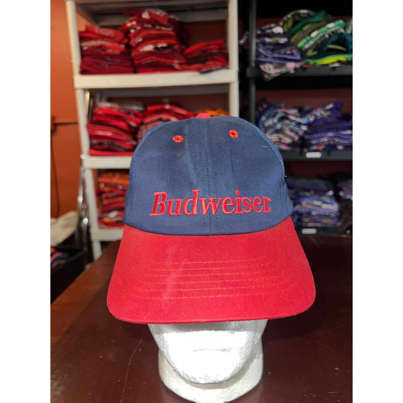 Budweiser Vintage Budweiser Snapback Blue Red Logo Hat Cap Headwear Size ONE SIZE - 1 Thumbnail