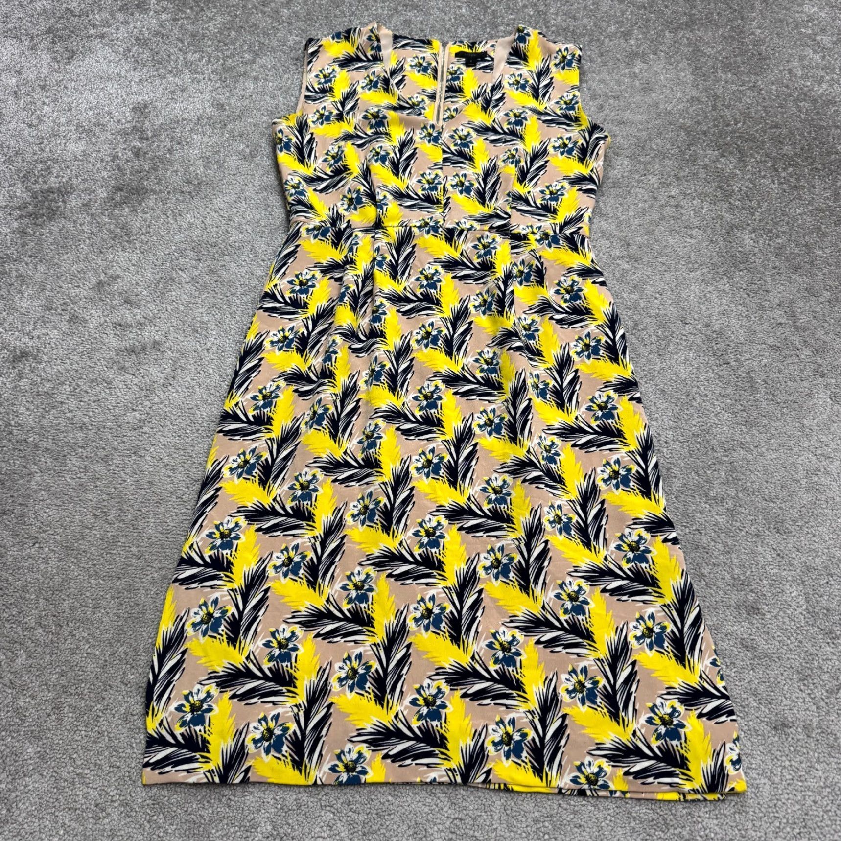 J.Crew J.Crew Silk Midi Sheath Dress Womens 8 Yellow Blue Floral Sleeveless Sundress Size M / US 6-8 / IT 42-44 - 2 Thumbnail