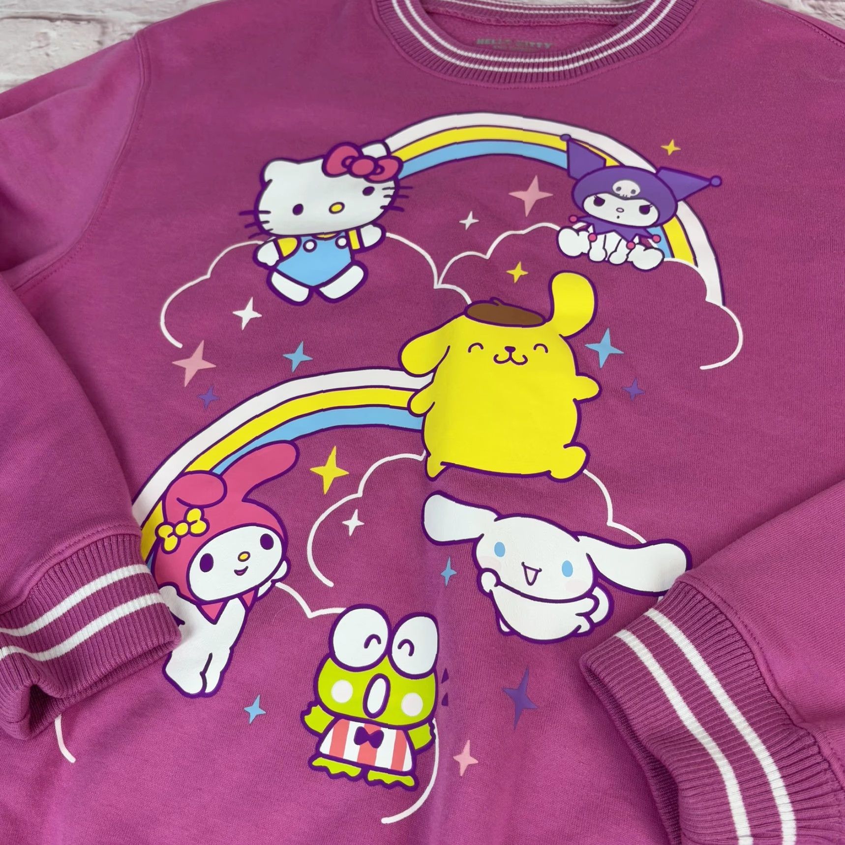 Vintage Sanrio Sweatshirt Hello Kitty And Friends Womens Medium Pink Rainbow Graphic Size M / US 6-8 / IT 42-44 - 5 Thumbnail