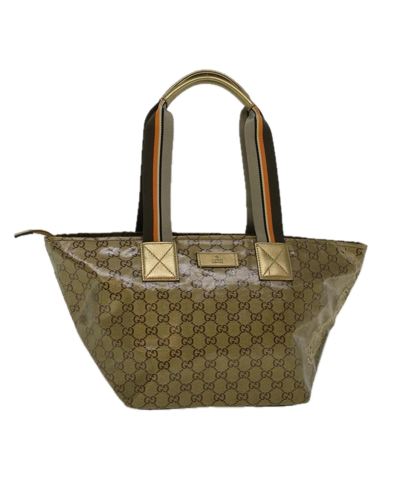 image of Gucci Crystal Coated Canvas Tote Bag With Gold Accents, Women's