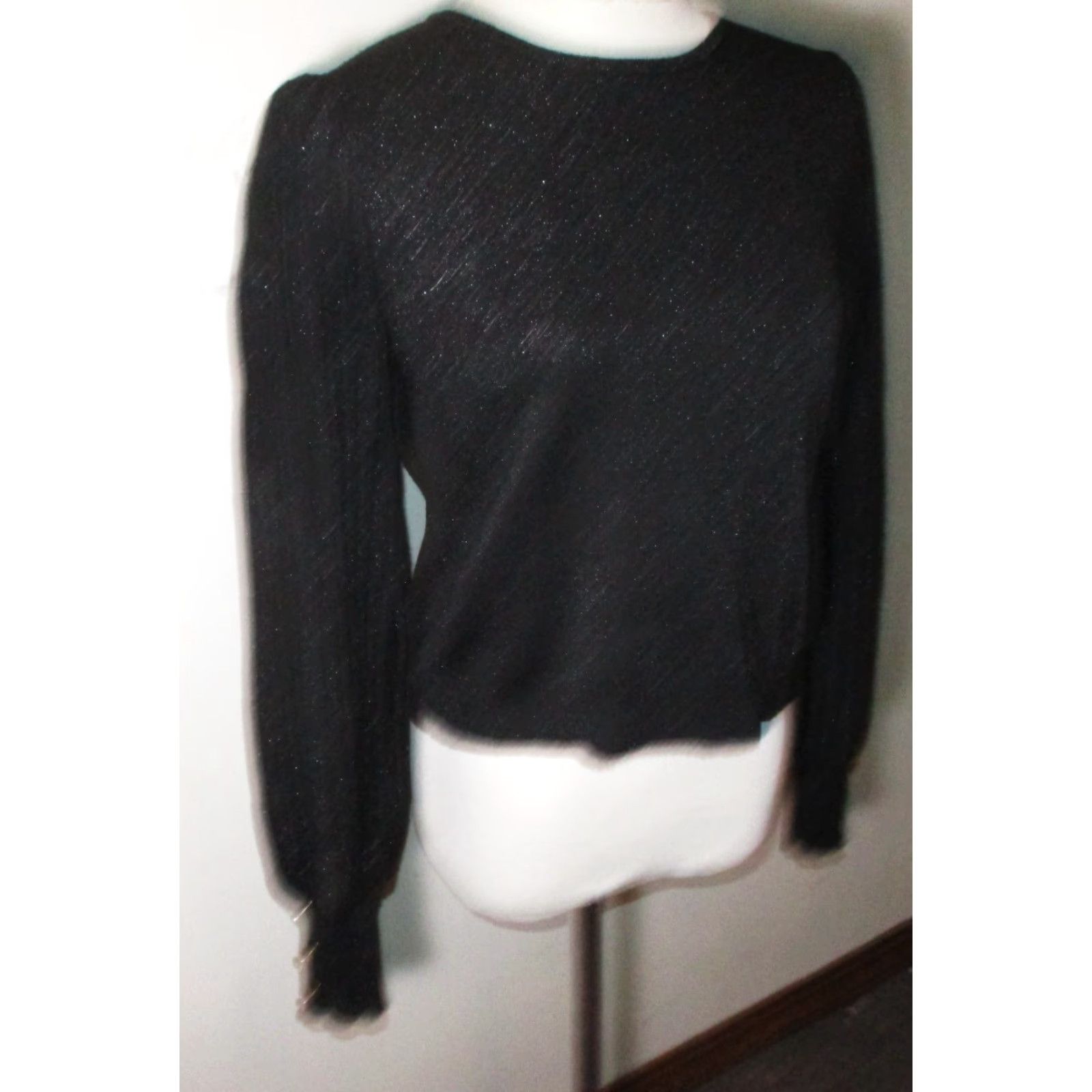 Nanette Lepore NANETTE LEPORE Black Lurex Heavy Knit Long Sleeve Top Women's M Blouse Size M / US 6-8 / IT 42-44 - 3 Thumbnail